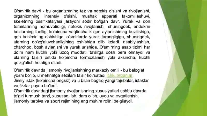 O'smirlik davri inqirozi va uning psixologik psixofiziologik sabablari. Taqdimot 4