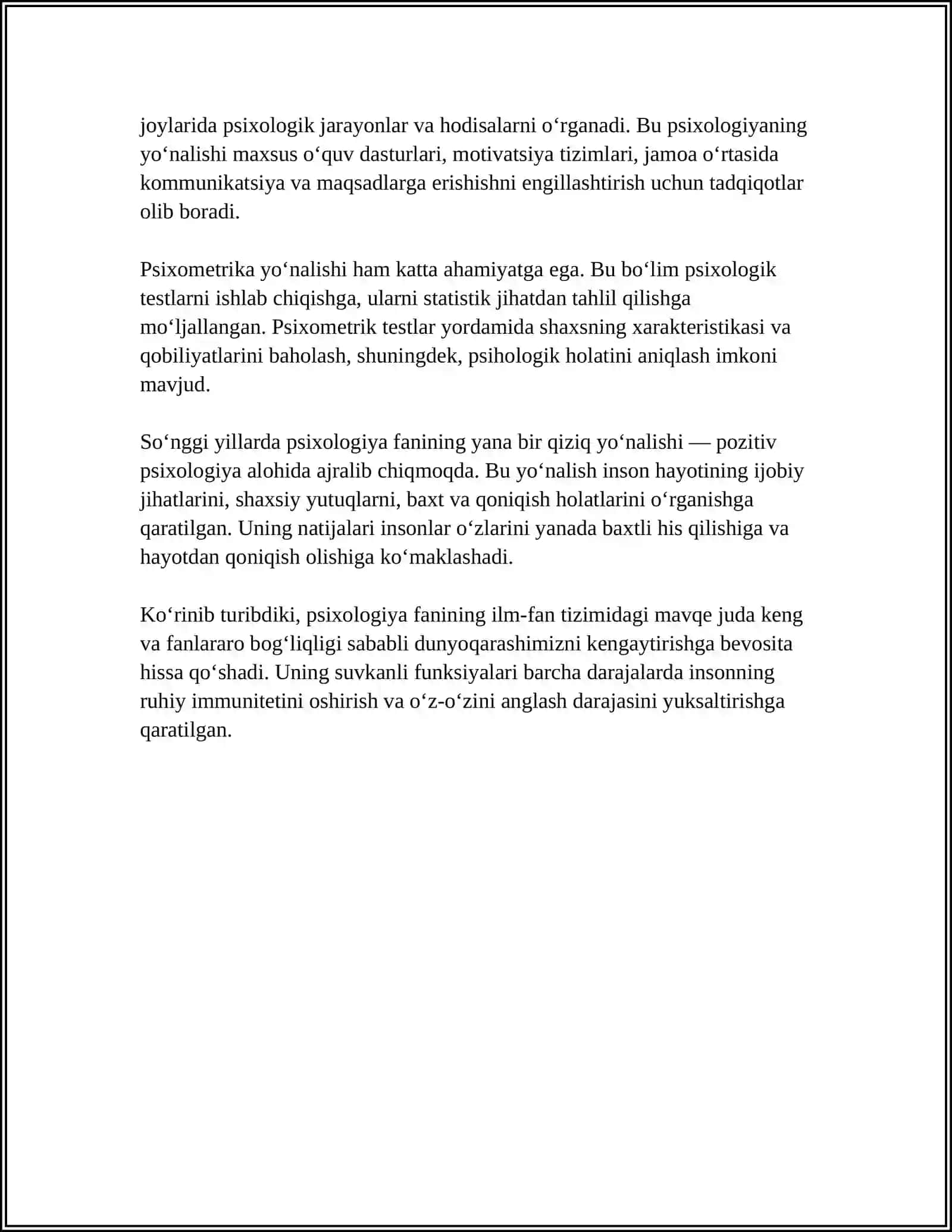 PSIXOLOGIYANING FANLAR TIZIMIDAGI OʻRNI 4