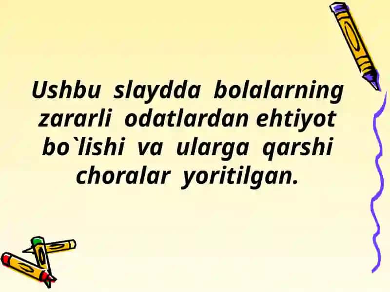 O`SMIRLARDA ZARARLI ODATLAR NI OLDINI OLISH 4