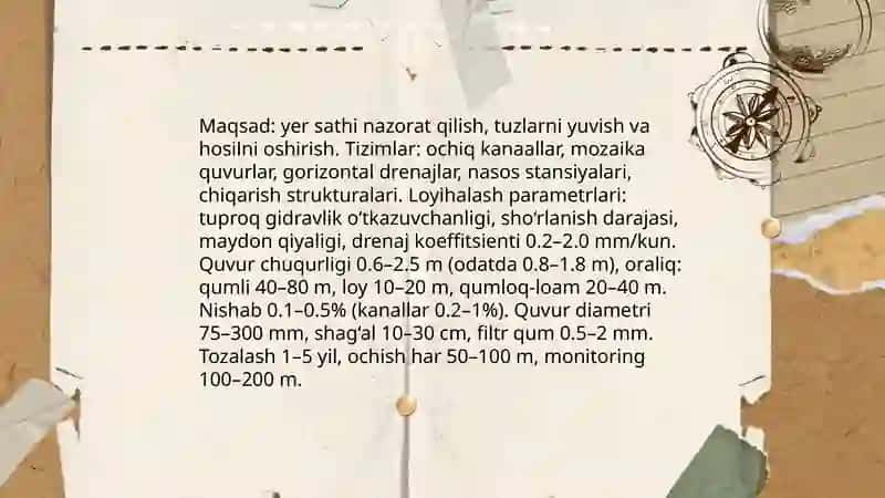 Shoʻrlangan Yerlarni Leysheviy Yuvish va Sugʻorish Rejimlari 4