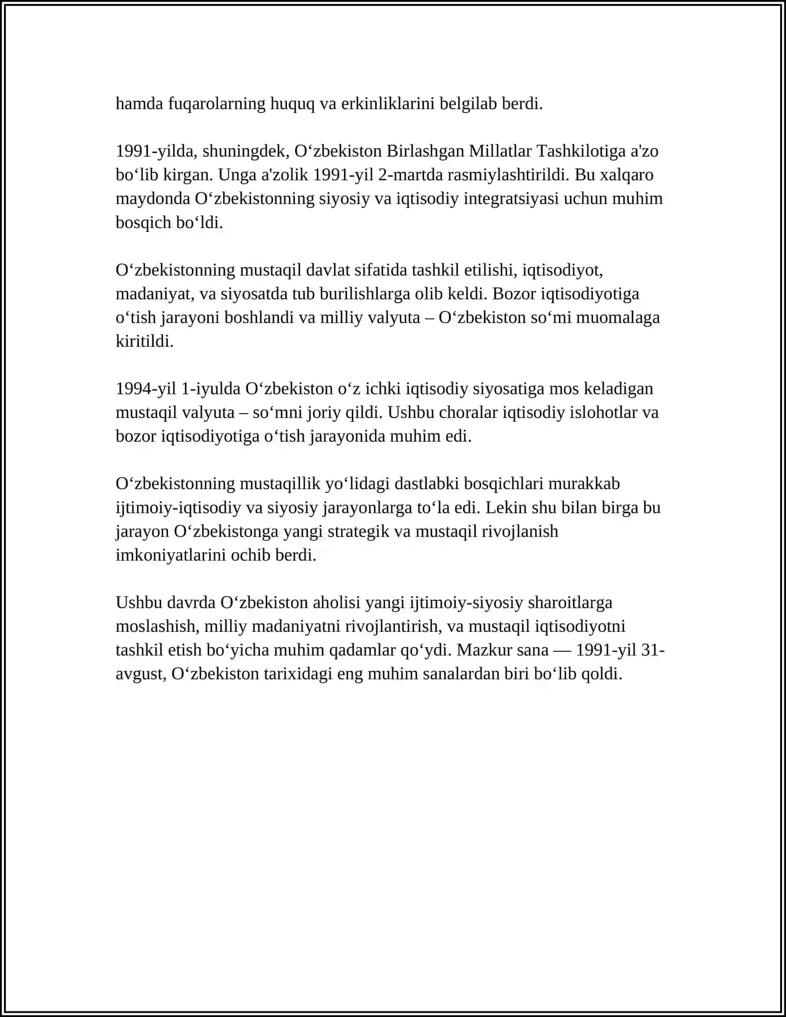O‘ZBEKISTON SSR DAN MUSTAQIL BOLIB CHIQISHI 4