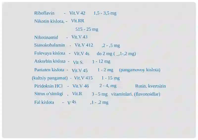 VITAMINLAR VA KOFERMENTLAR FARMAKOLOGIYASI 4