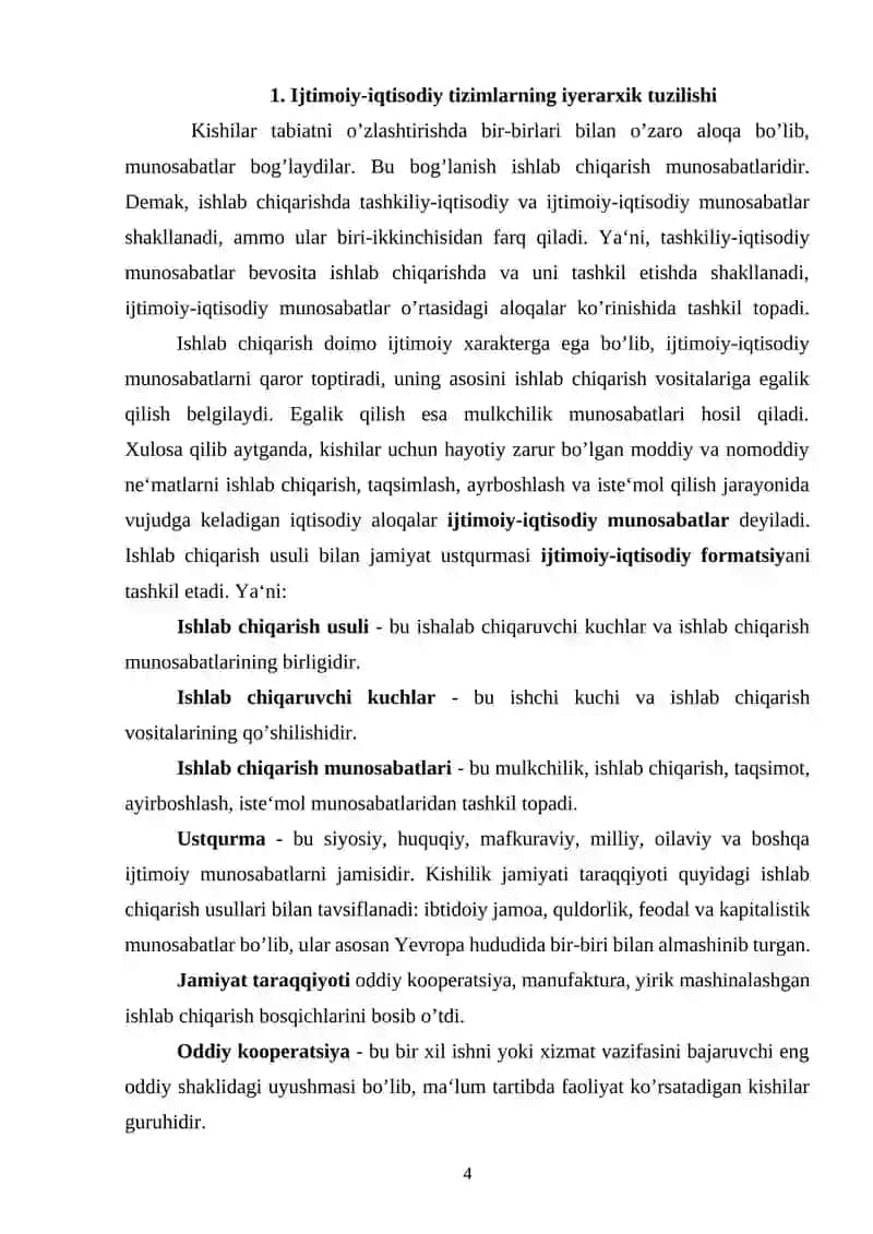 Ijtimoiy-iqtisodiy tizimlar, ularning tarkibi va andozalari 4