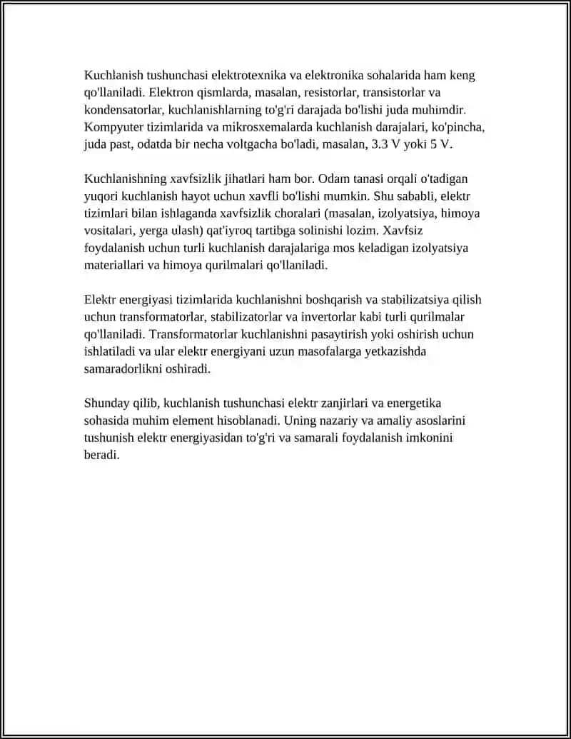 Kuchlanish, Tok va Quvvat O'zgartkichlari 4