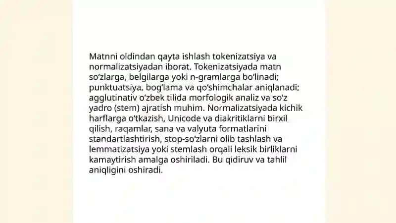 MATNLI FAYLLARDA MAʼLUMOTLARNI QIDIRISH VA TAHLIL QILISH 4