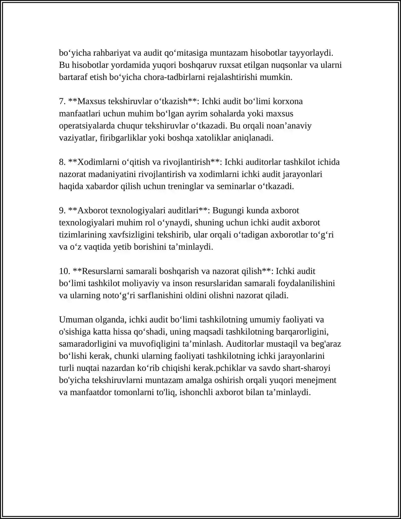 ICHKI AUDIT BOʻLIMINING TASHKILIY TUZILMASI TOʻGʻRISIDA NIZOM 4