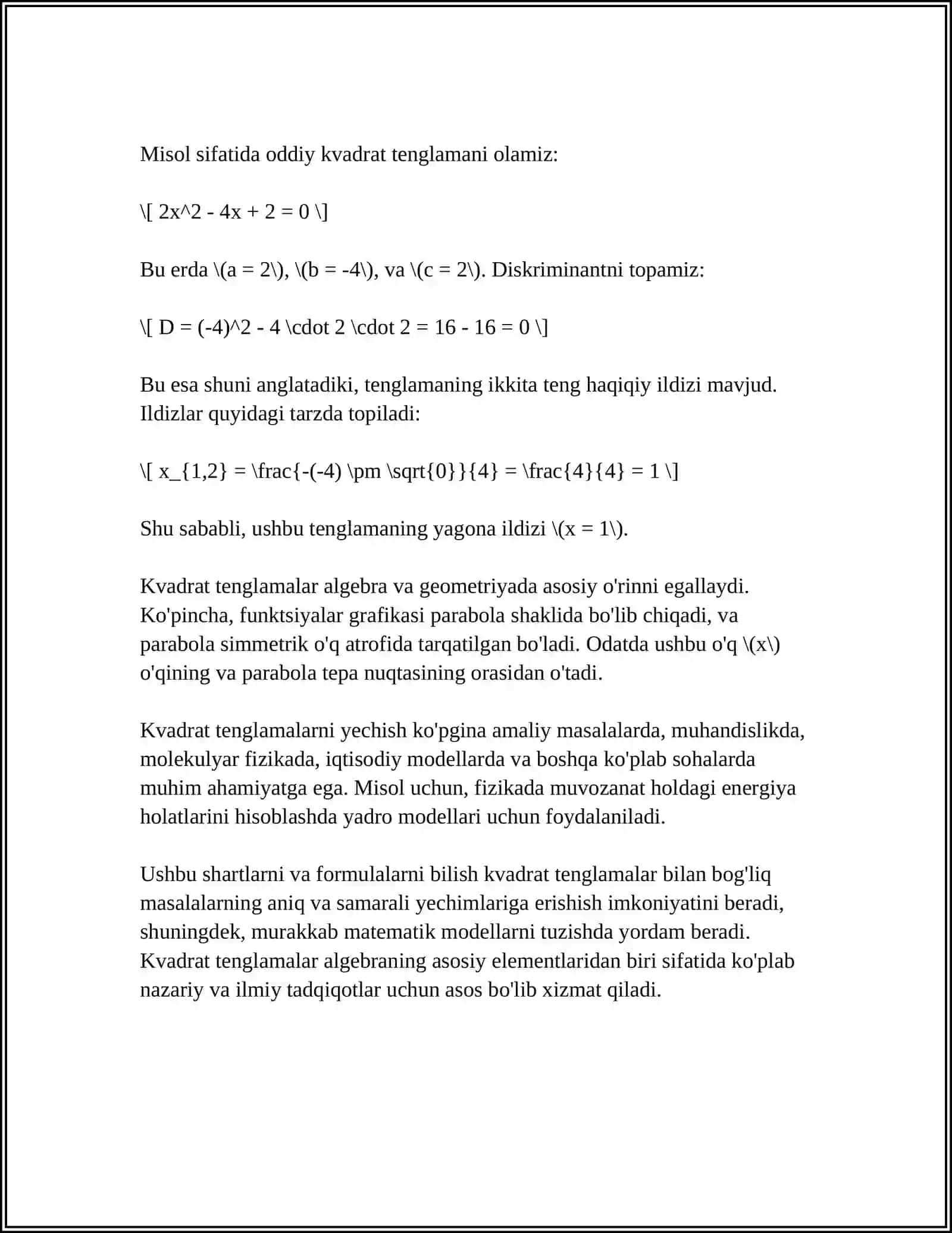 8-SINF ALGEBRA KURSIDA KVADRAT TENGLAMALAR MAVZUSINI O'QITISH 4