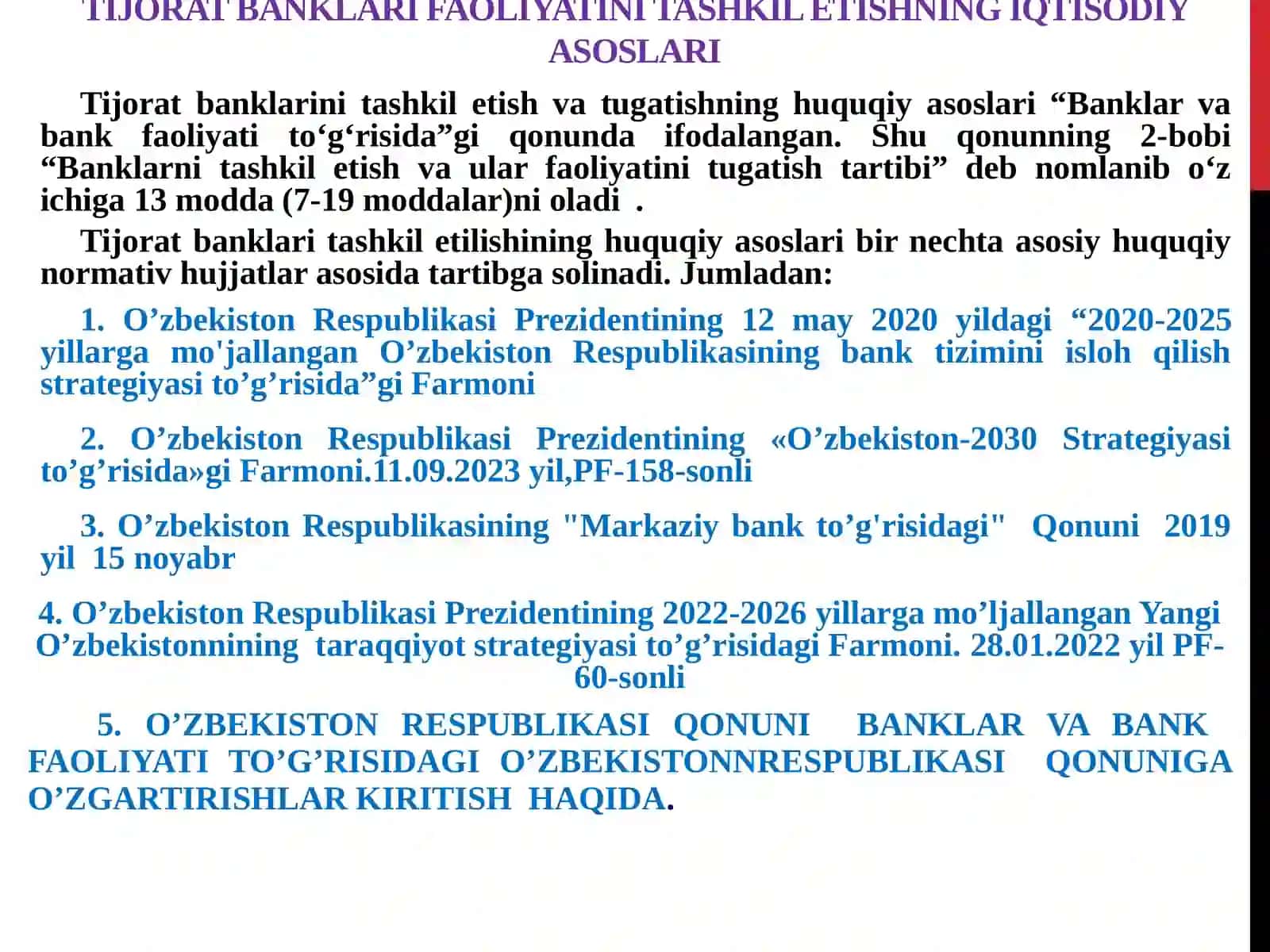 Tijorat banklari faoliyatini tashkil etishning huquqiy-iqtisodiy asoslari 4