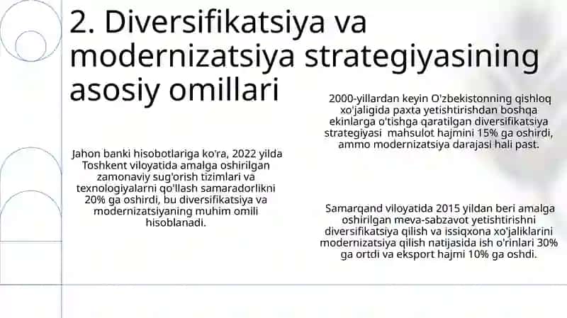Ishlab chiqarishni diversifikatsiyalash va modernizatsiyalash samaradorligi 4