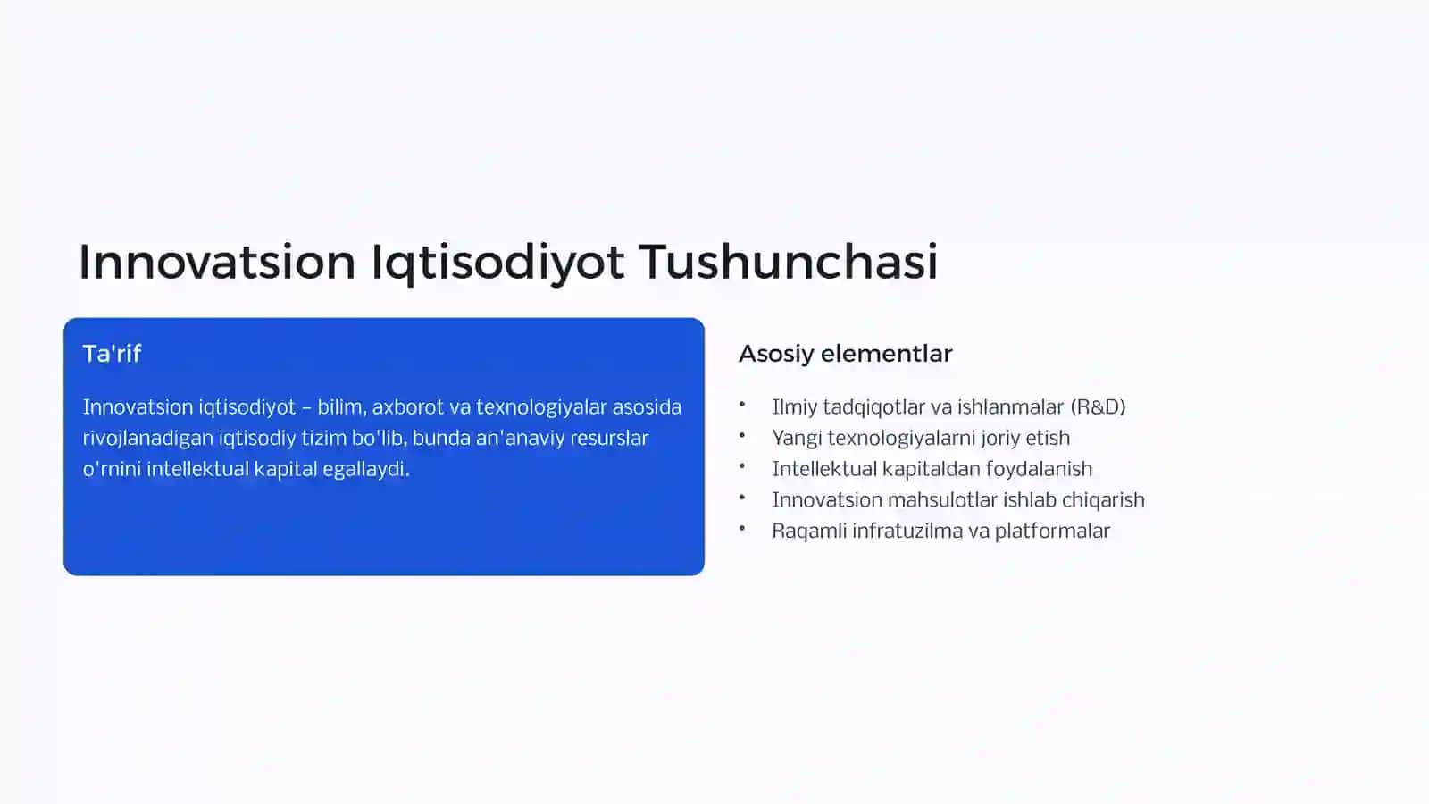 Innovatsion iqtisodiyot ko'rsatkichlarining rivojlanishi va asosiy parametrlari 4
