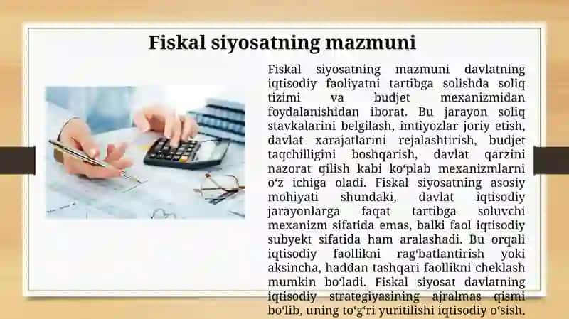 Fiskal siyosatining mazmuni, vazifalari va turlari 4