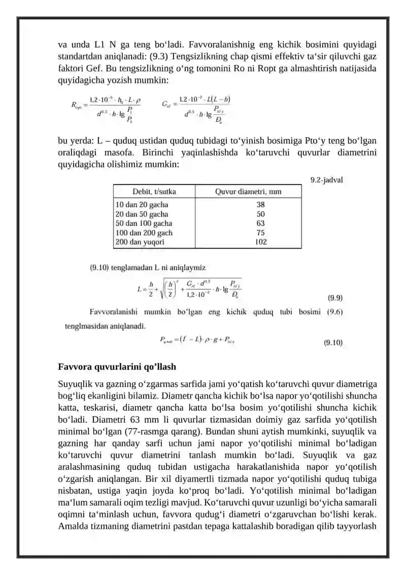 Favvora quduqlarini ishlatishda harakatni favvora ko‘targich bo‘ylab taqsimlanishi hisoblash 4