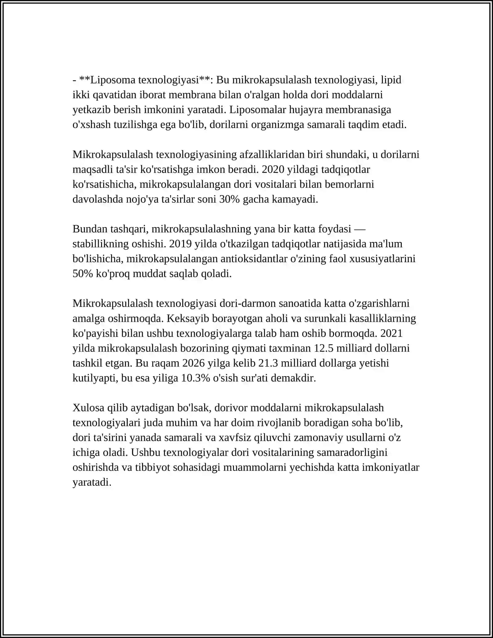 DORIVOR MODDALARNI MIKROKAPSULALASH USULLARI 4