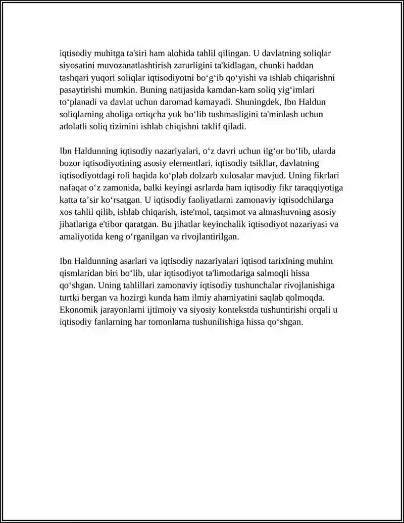 IQTISODCHI IBN HALDUN ASARLARI VA IQTISODIYOT TALIMOTLAR TARIXIGA QOSHGA XISASI 4