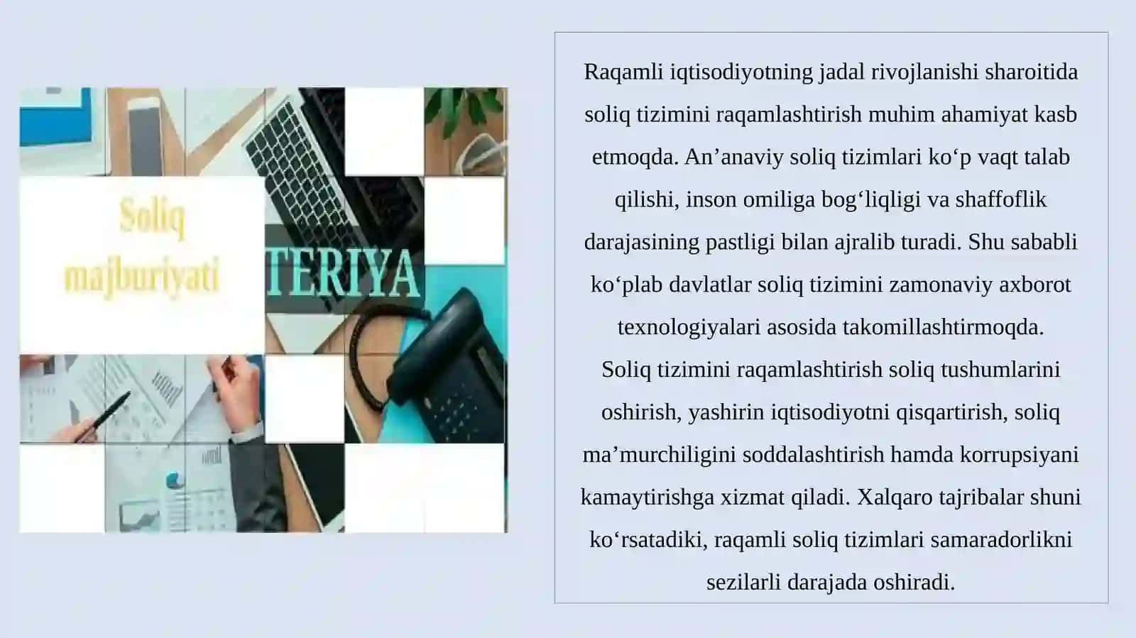 Soliq tizimini raqamlashtirishda xalqaro tajribalar va uni O‘zbekistonda qo‘llash imkoniyatlari 4