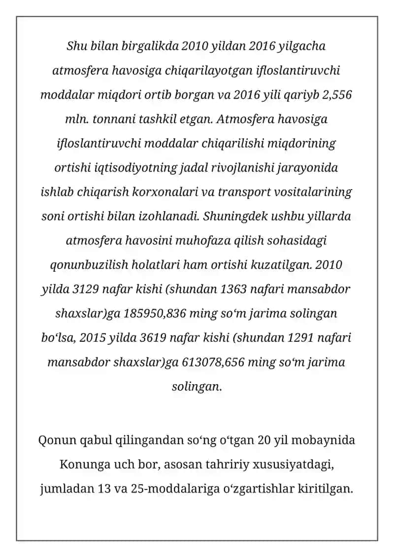 Atmosfera havosig ifloslanish tashlanishi masalalari 4