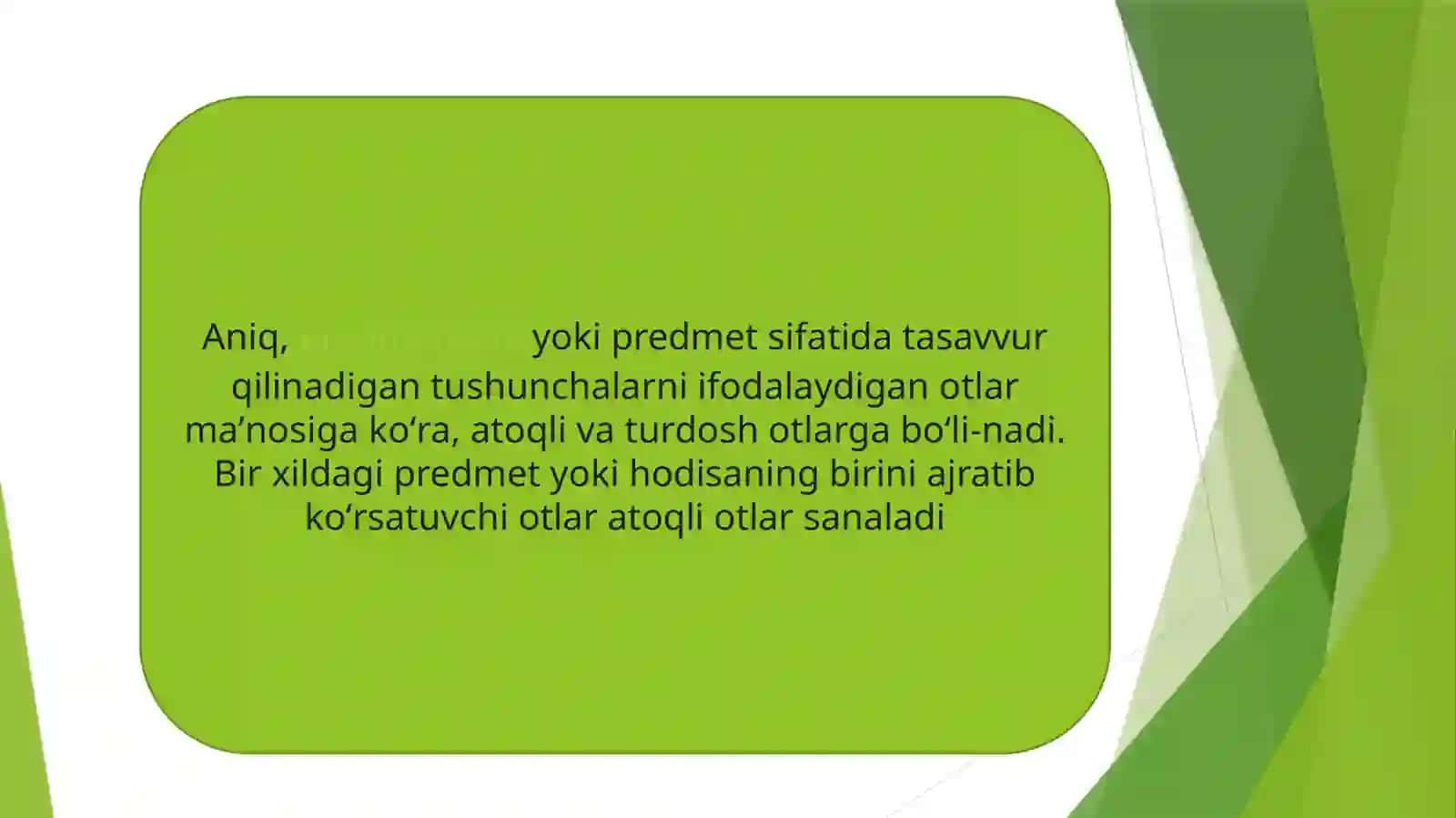 Ot so’z turkumiga oid misollar ustida ishlash 4