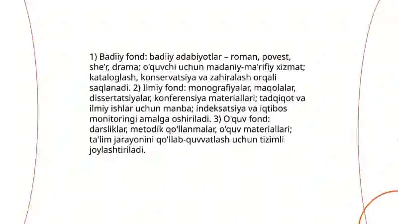 Kutubxona fondining tuzulishi va asosiy qismlari 4