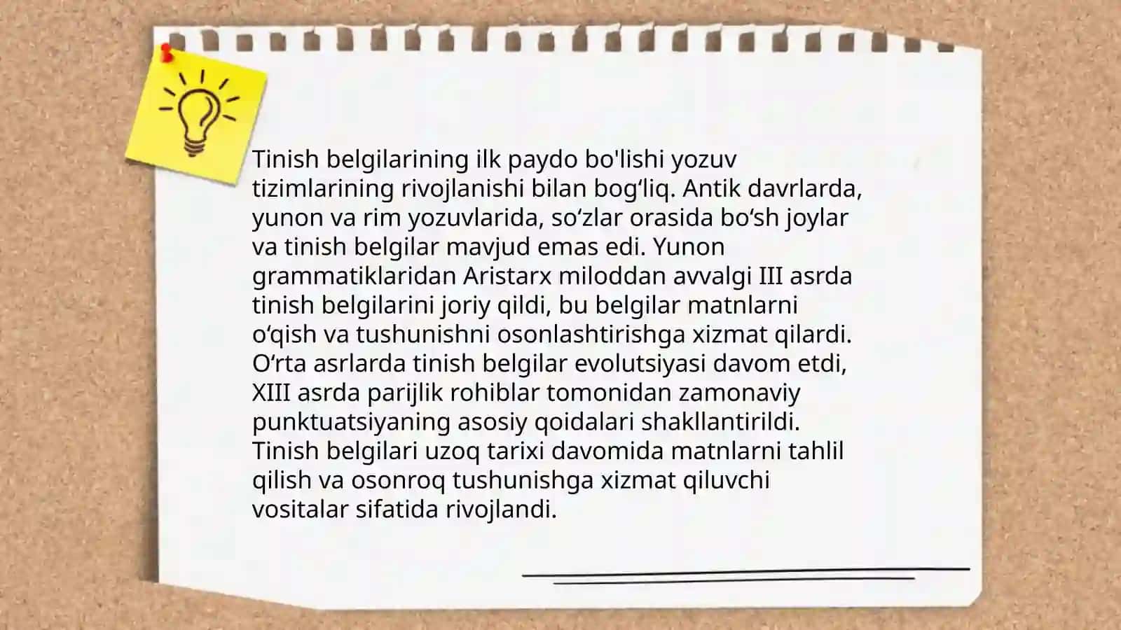 Punktuatsiya tarixi.Tinish belgilarining turlari 4