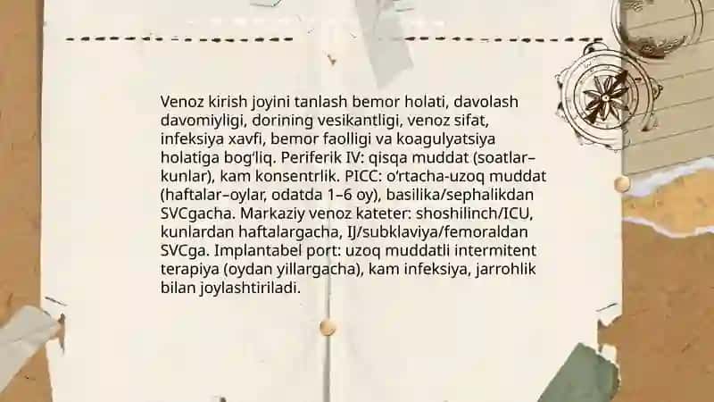 Dori moddalarini tomir ichiga oqim va tomchilab yuborishda hamshiralik parvarishi 4