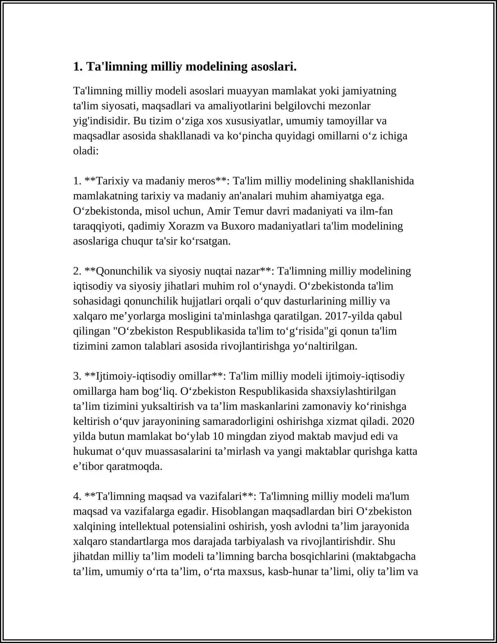 TA’LIMNING MILLIY MODELINING SHAKLLANISHI, RIVOJLANISHI VA SOHADAGI MUAMMOLAR 4