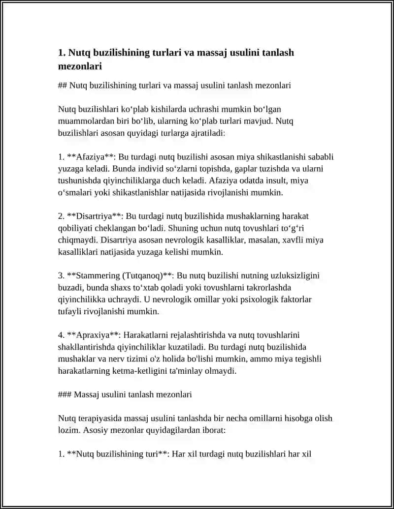 Nutqning buzilishi xususiyatiga qarab massaj usullarini tanlash 4