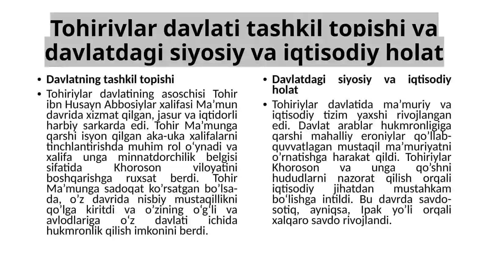 Tohiriylar va Safforiylar davlatlari 4