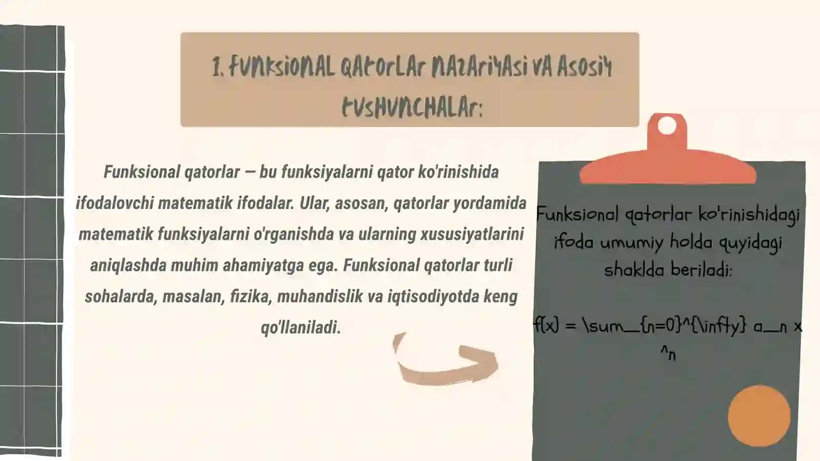 Funksional qatorlarni diffirensiallash va integrallash 4