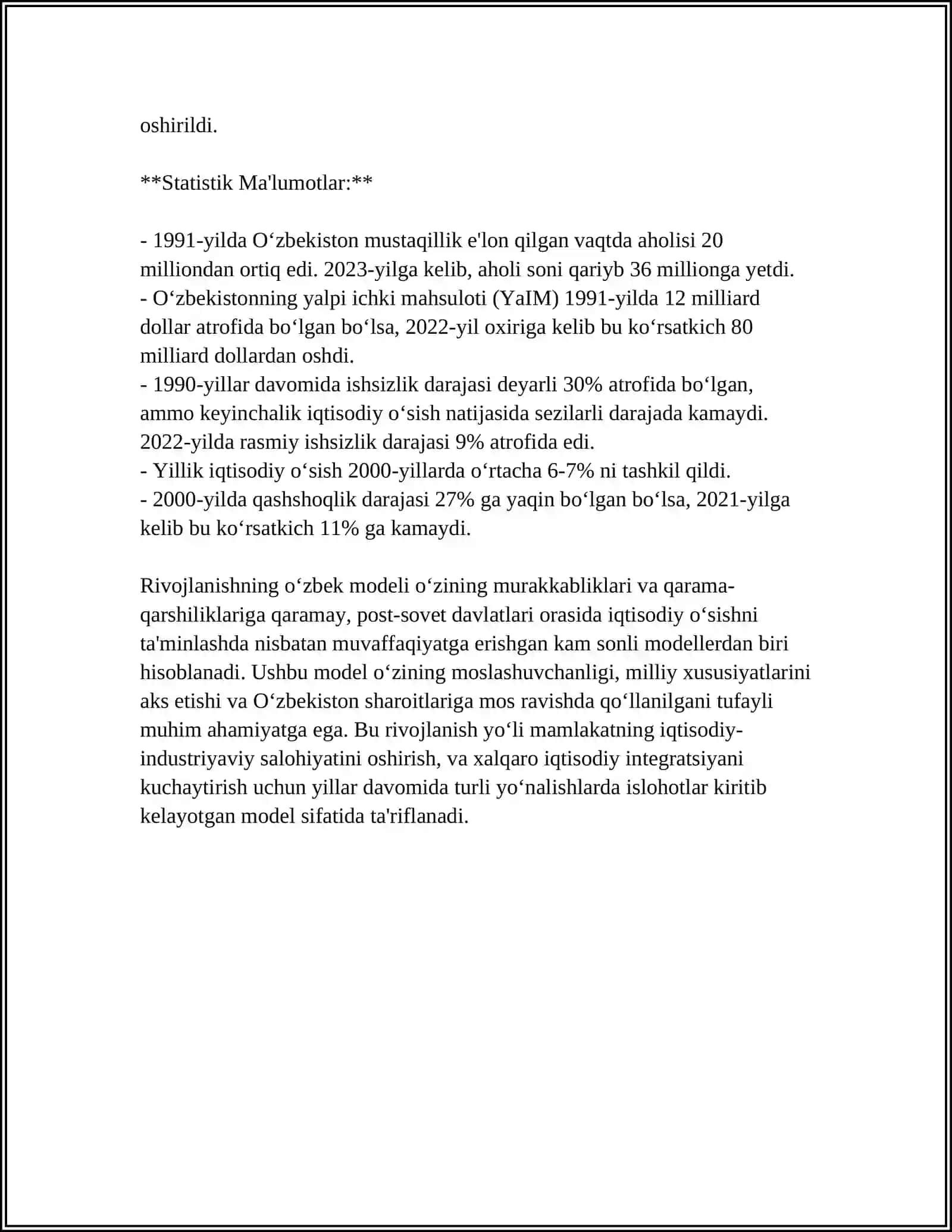 RIVOJLANISHNING,,ÔZBEK MODELI"VA UNING XUSISIYATLARI 4