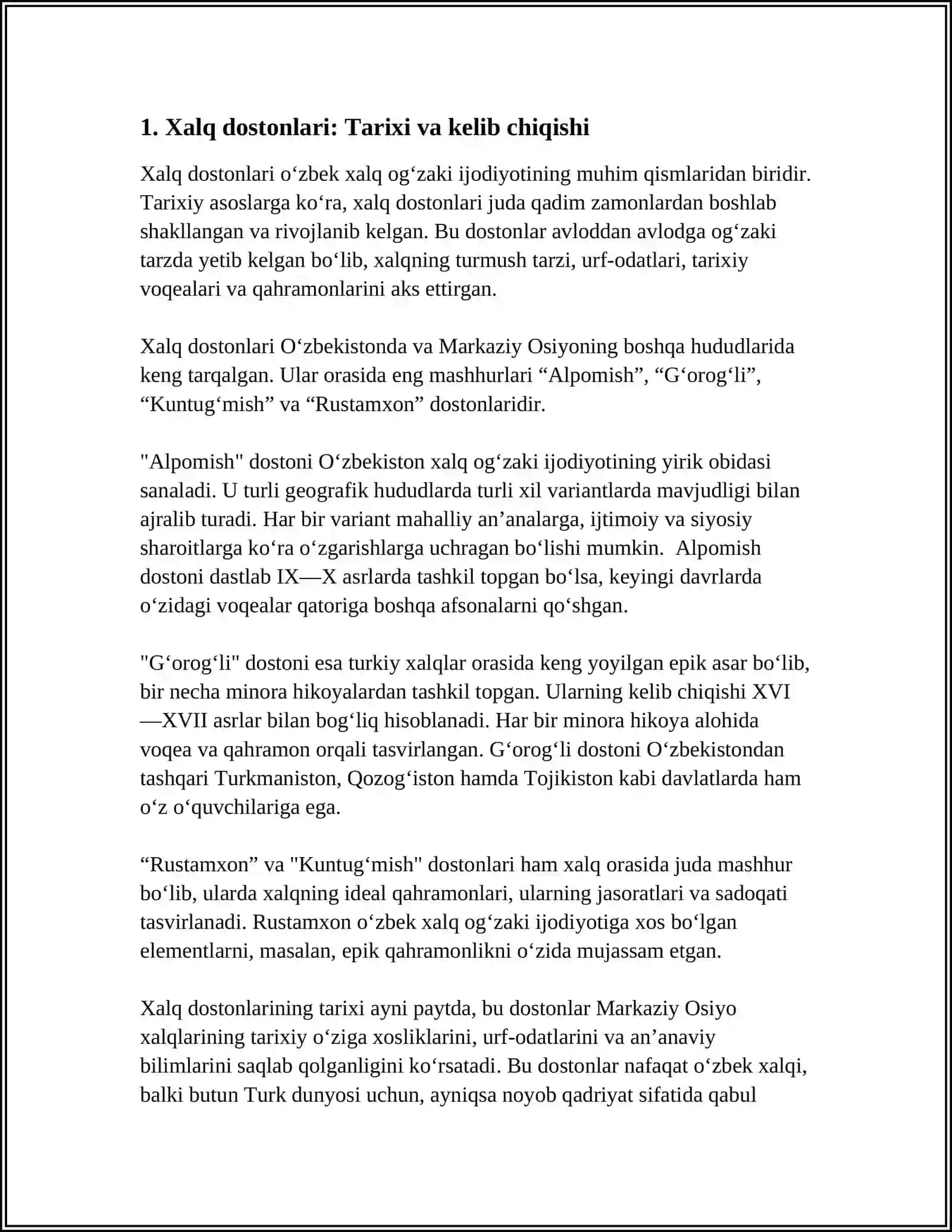 XALQ DOSTONLARI VA ULARNING OʻZIGA XOS XUSUSIYATLARI 4