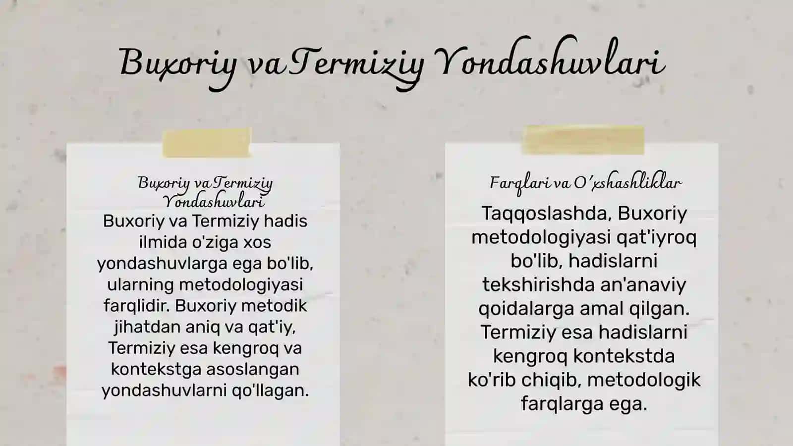 Imom Buxoriy va Imom Termiziyning  hadis ilmiga qoʻshgan hissalari 4