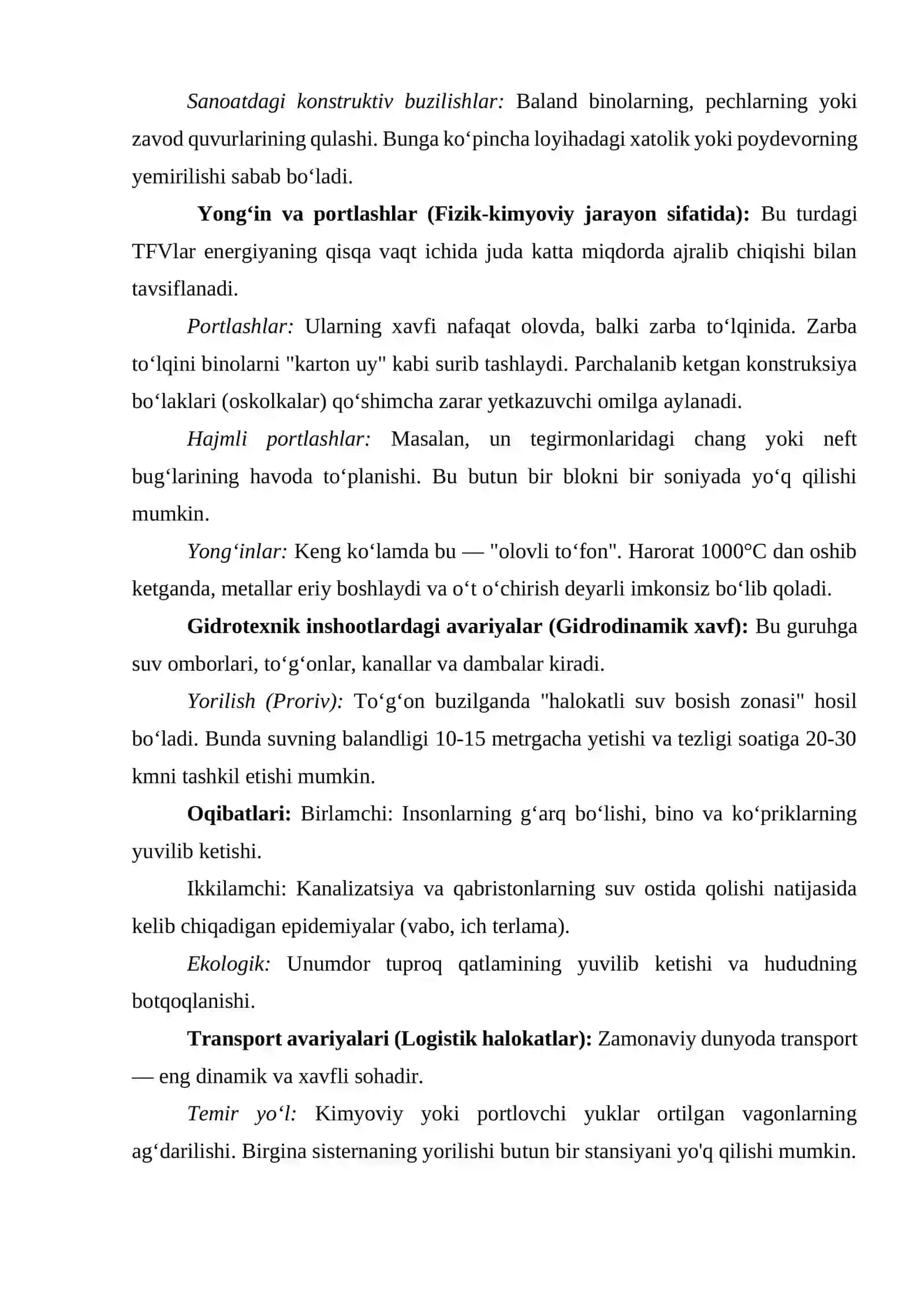 Texnogen xususiyatli favqulodda vaziyatlar 4