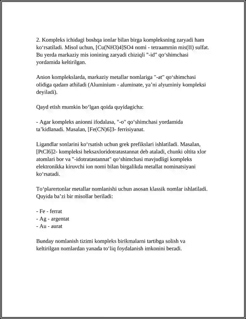 KOMPLEKS BIRIKMALAR NOMLANISHI IZOMERIYASI 4