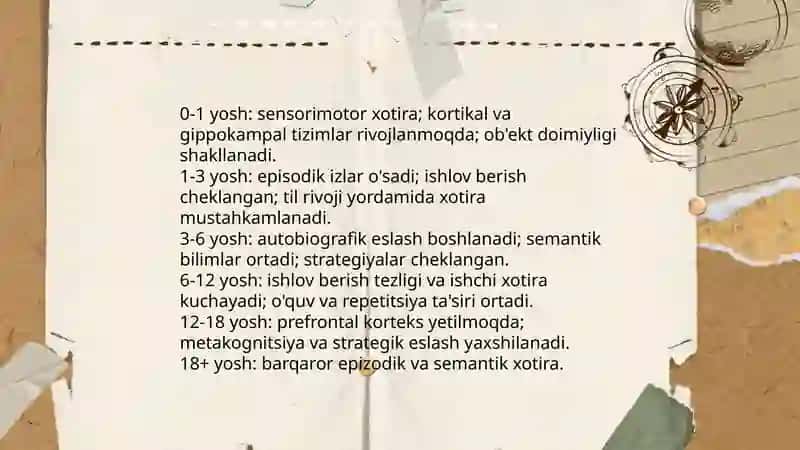 Inson xotirasi rivojining asosiy omillari va shart-shatoitlari 4