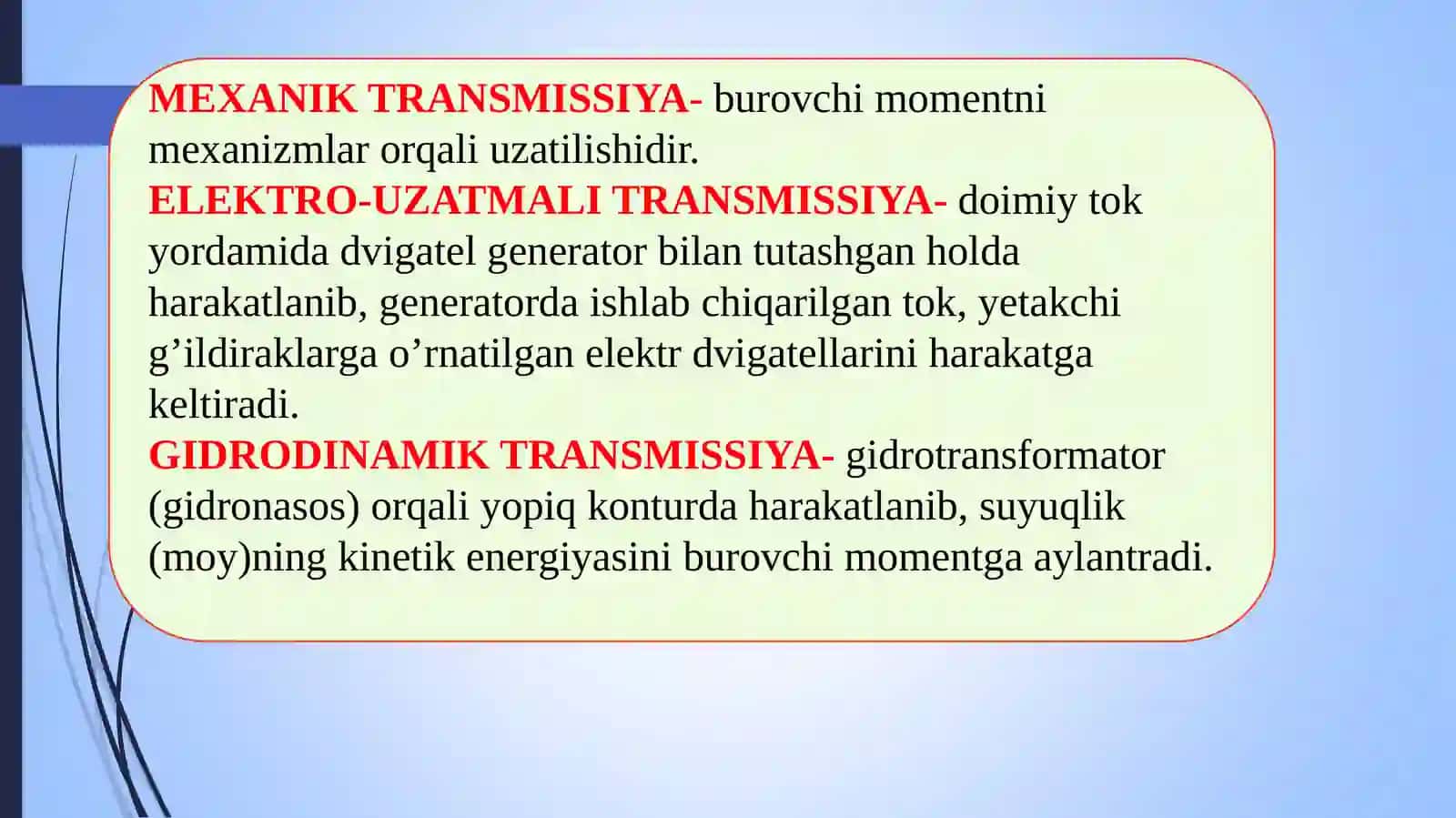 Traktor va Avtomobillarni Kuch Uzatish Qismi 4