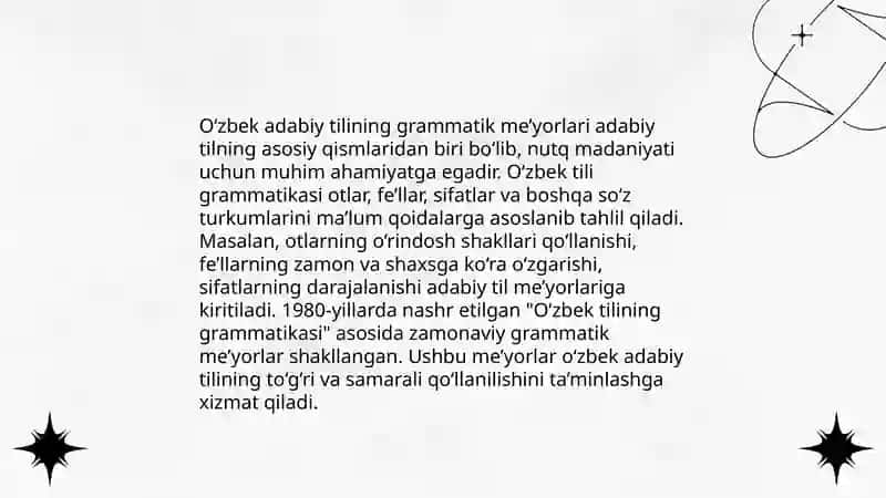 O‘zbek adabiy tili me’yorlari. Matn turlari va tarkibi. 4