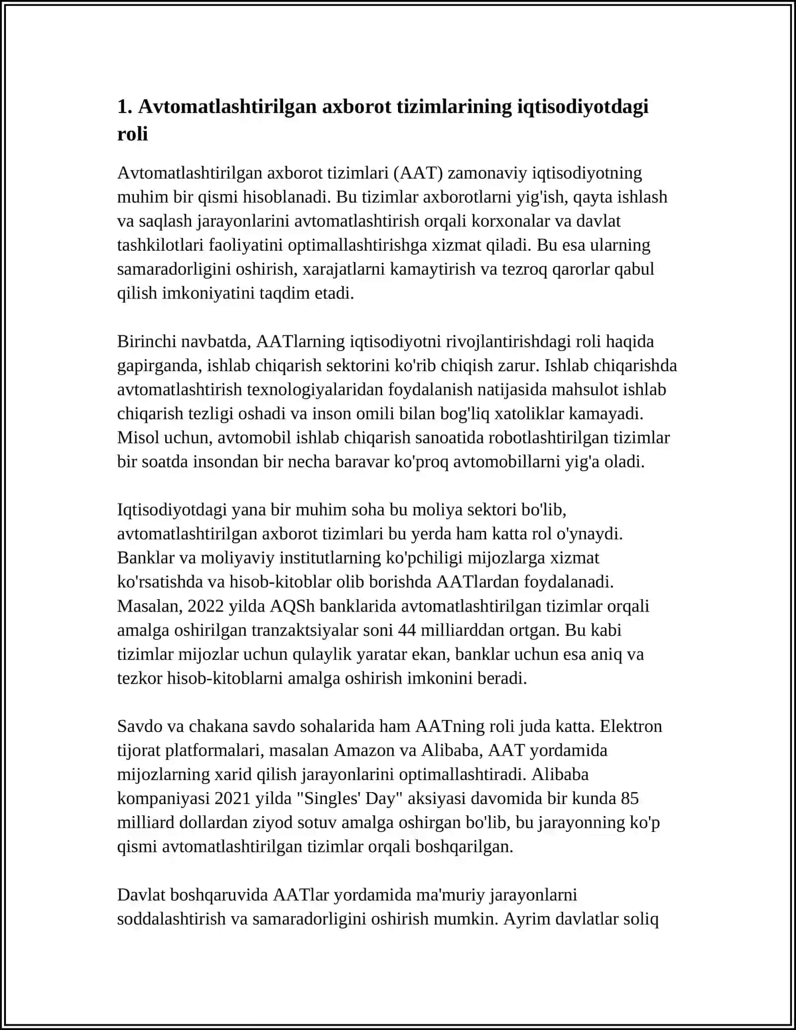Avtomatlashtirilgan axborot tizimlari iqtisodiyotdagi roli 4