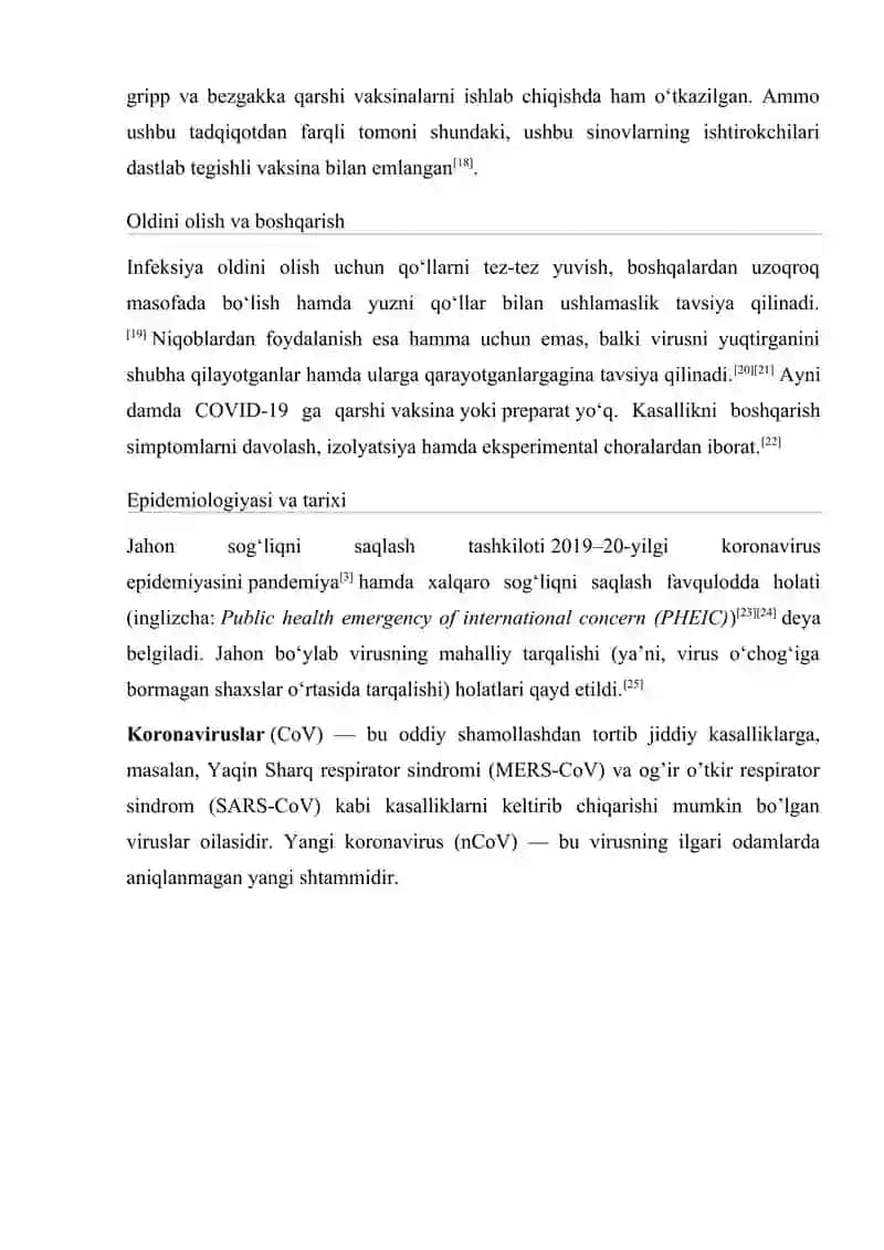 COVID-19 VIRUSI, UNING O’CHOQLARI VA YUQUSH OMILLARI 4