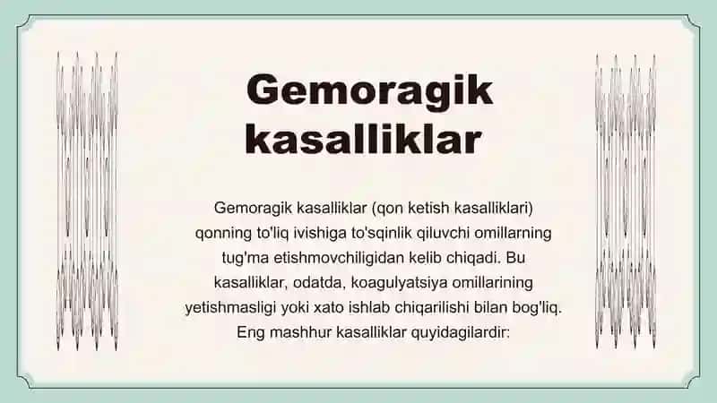 Qon ivish omillarining tug‘ma kasalliklari 4