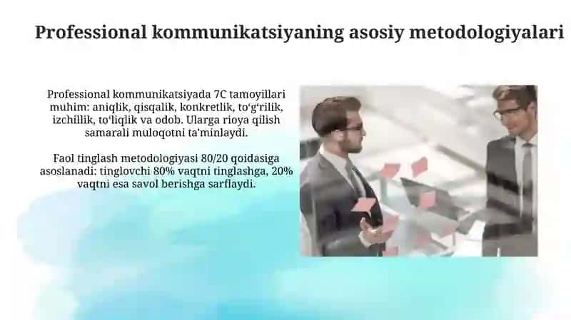 Kasbiy muloqot uslubiyati va qoidalar 4