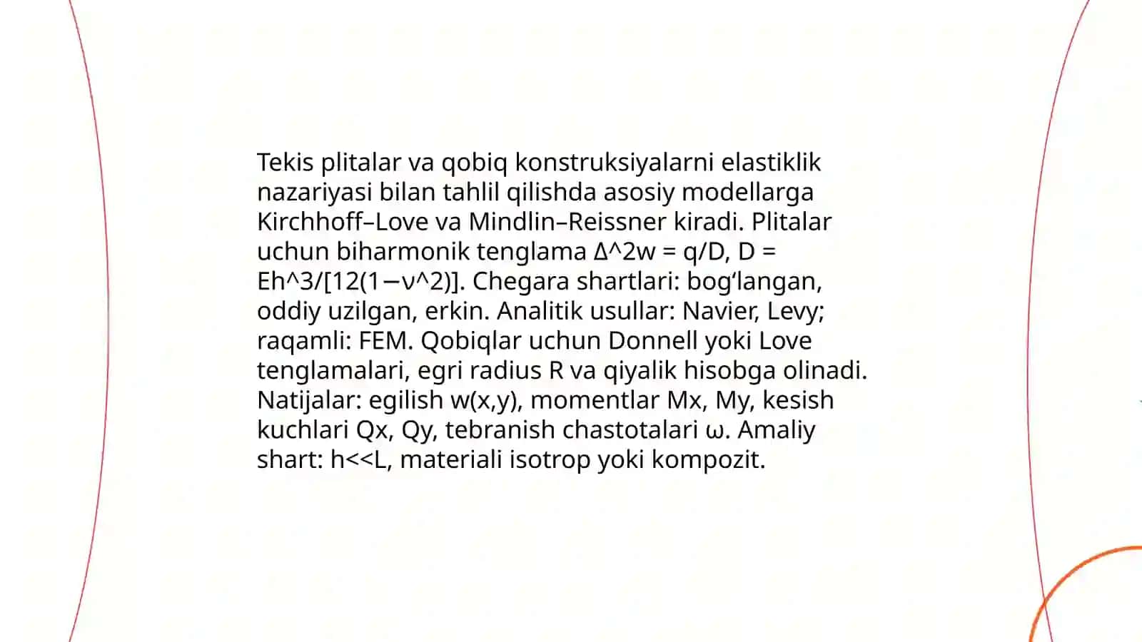 Elastiklik nazariyasini amaliyotda qoʻllash usullari 4
