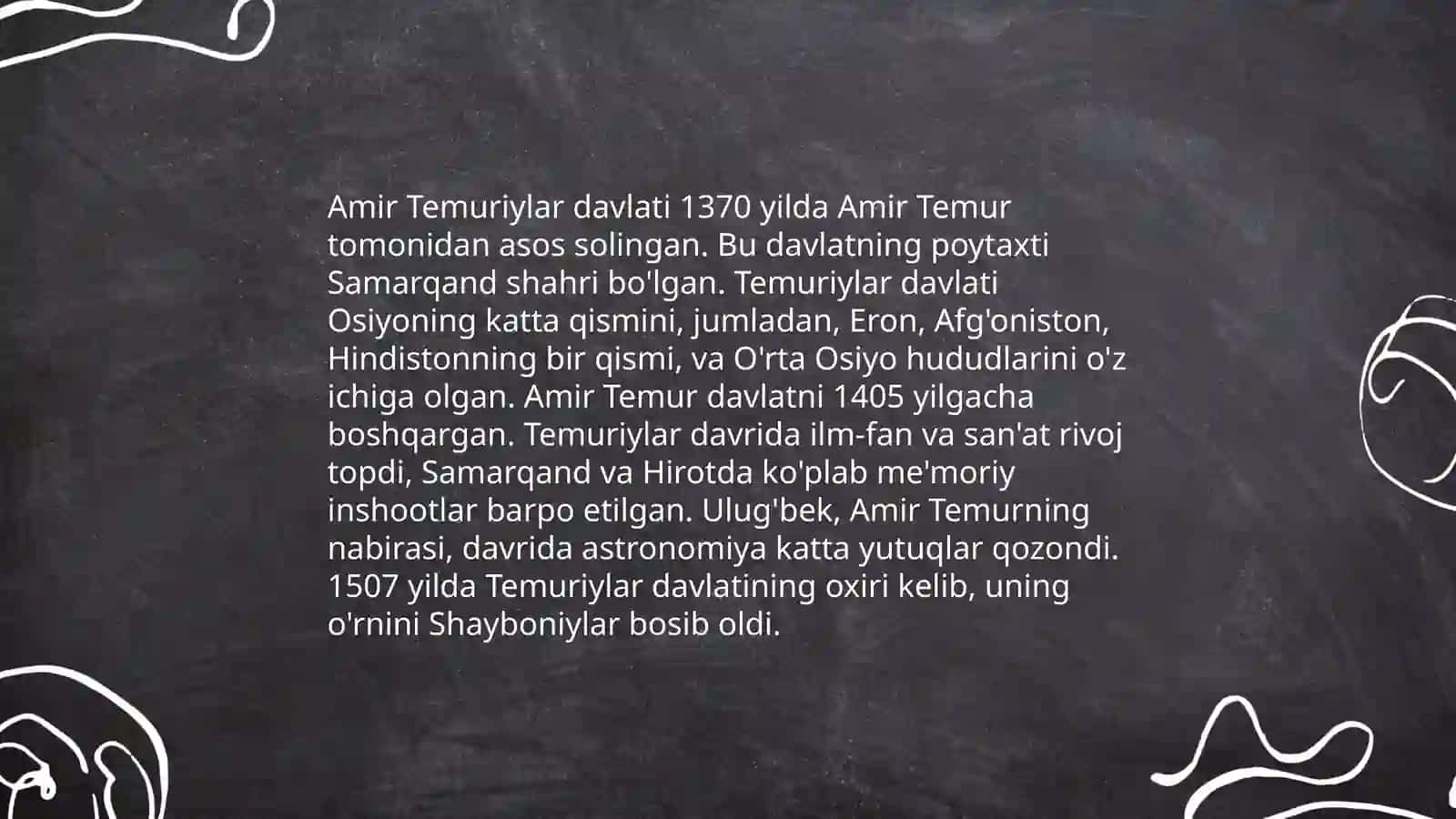 Amir Temur - buyuk davlat arbobi. Kuliyeva Dildora 4