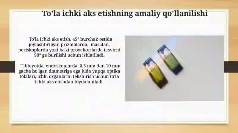 Geometrik optika. Yoruglikning sinishi va qaytishi 4