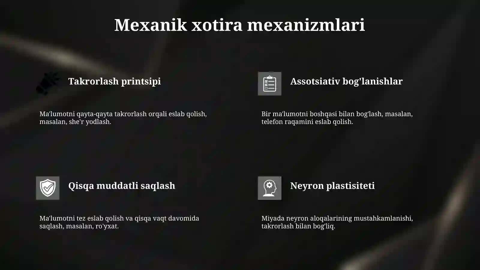 Mehanik va mantiqiy xotirani o'zaro bog'liqligi 4