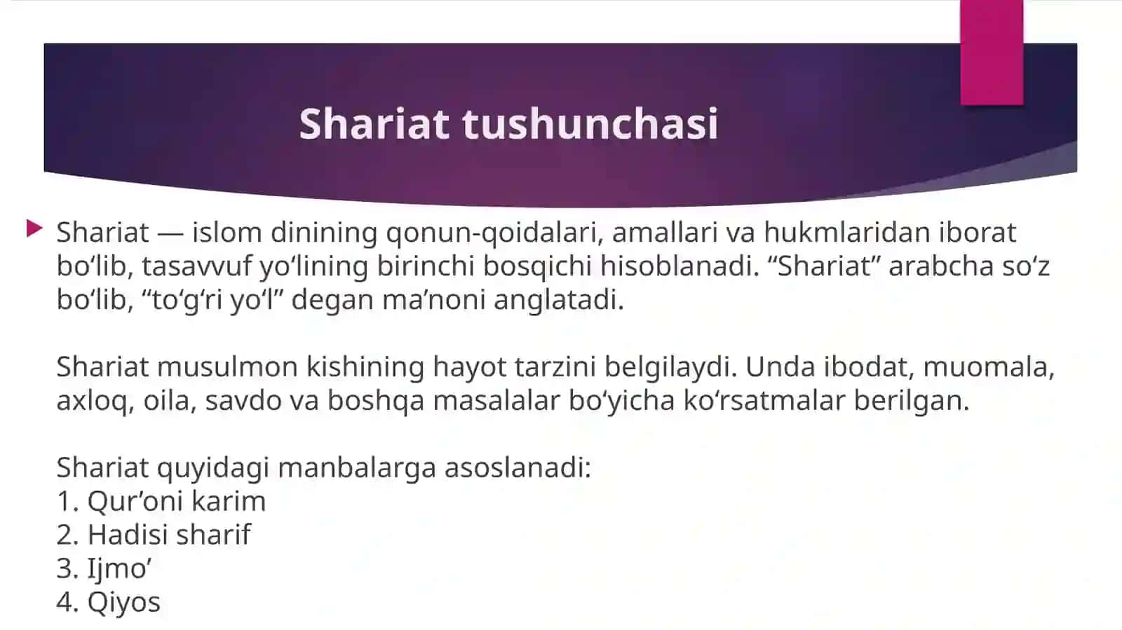 Tasavvuf tariqatining asosiy bosqichlari(Shariat, tariqat, ma’rifat, haqiqat) 4
