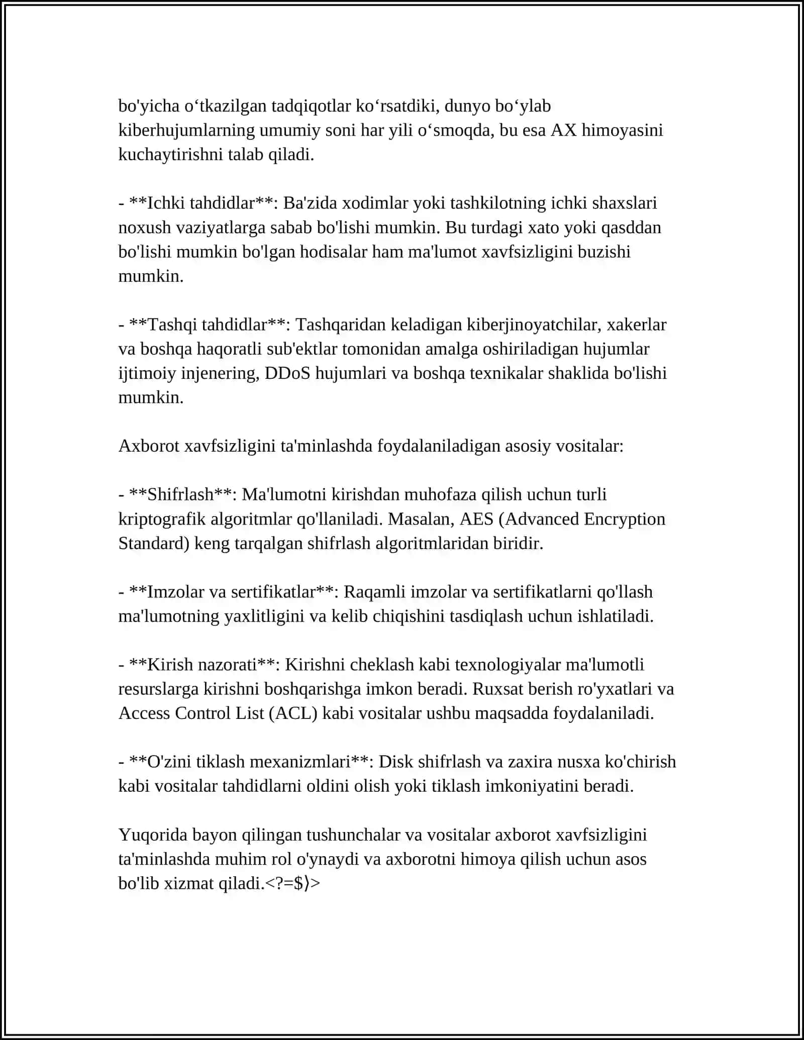 MUSTAQIL ISH Mavzu: AXBAROT XAVSIZLIGI 4