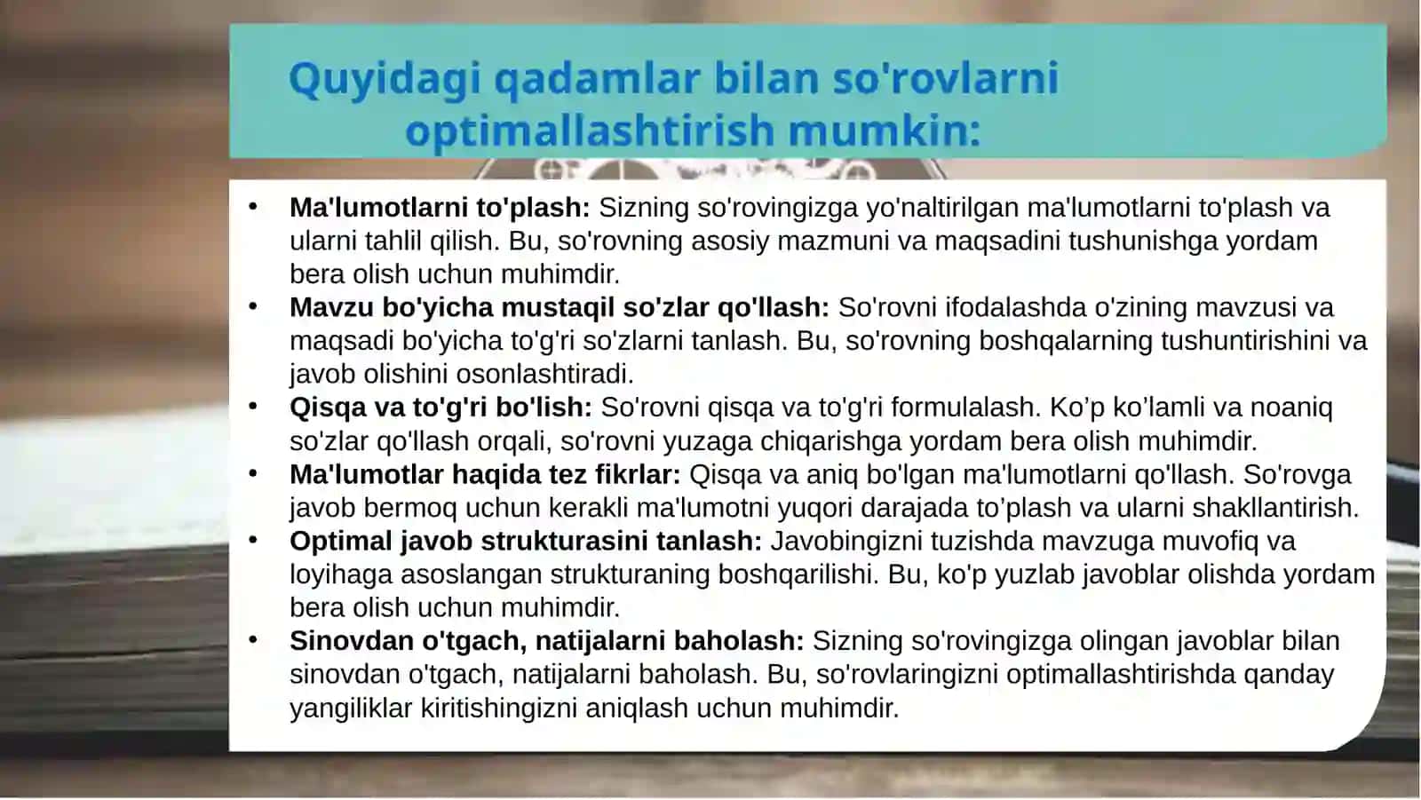 So’rovlarni optimallashtirish 4