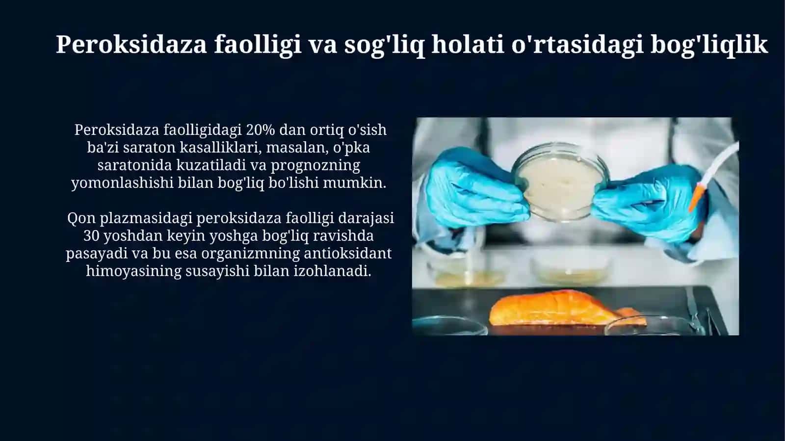 Peroksidaza fermentining faolligini aniqlash 4