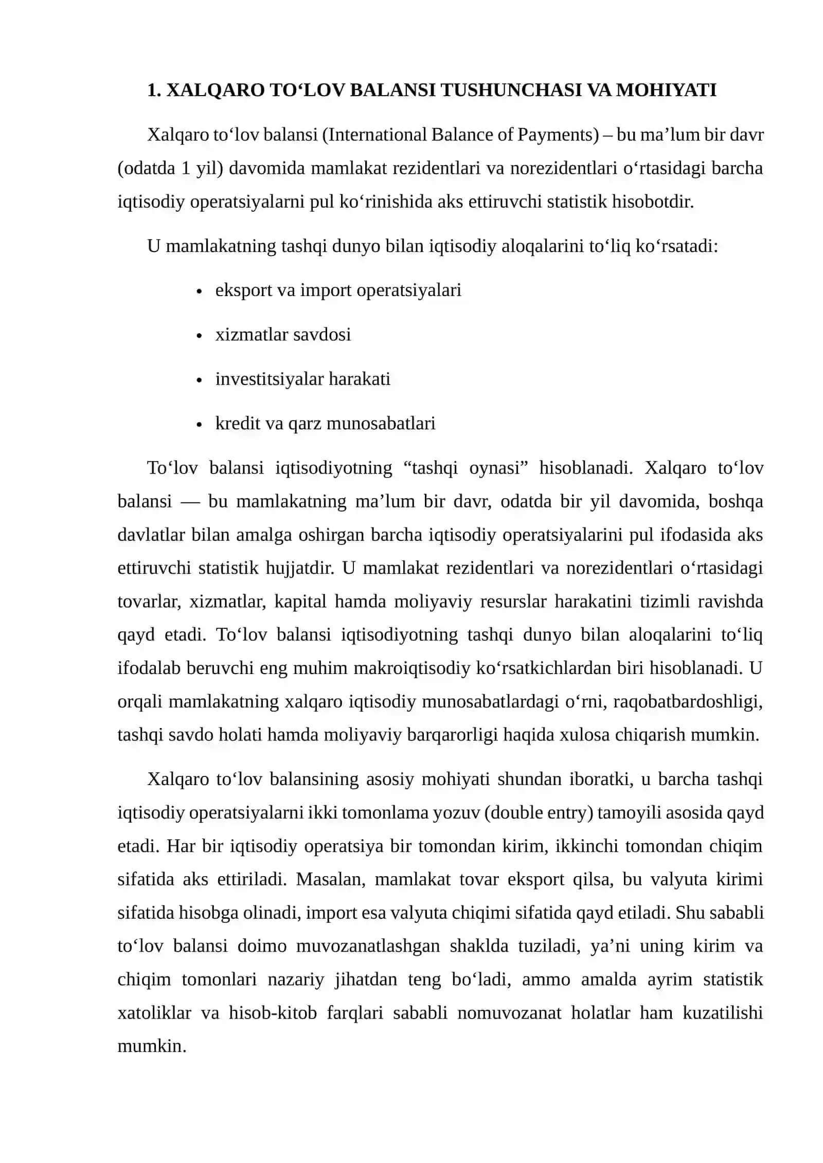 Xalqaro To‘lov Balansi va uning Iqtisodiyotdagi O‘rni 4