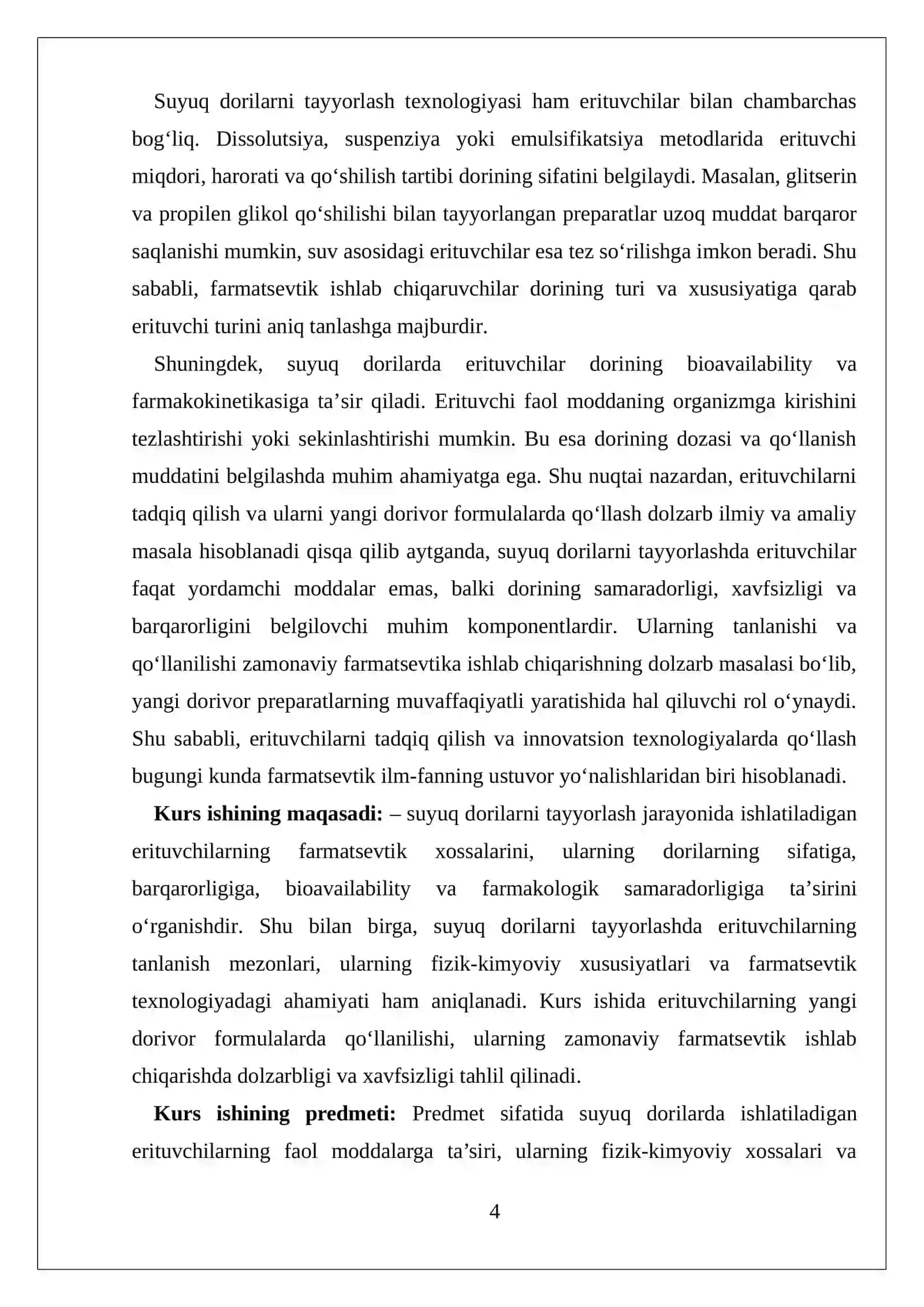Suyuq dori turlarini tayyorlashda ishlatiladigan erituvchilar 4